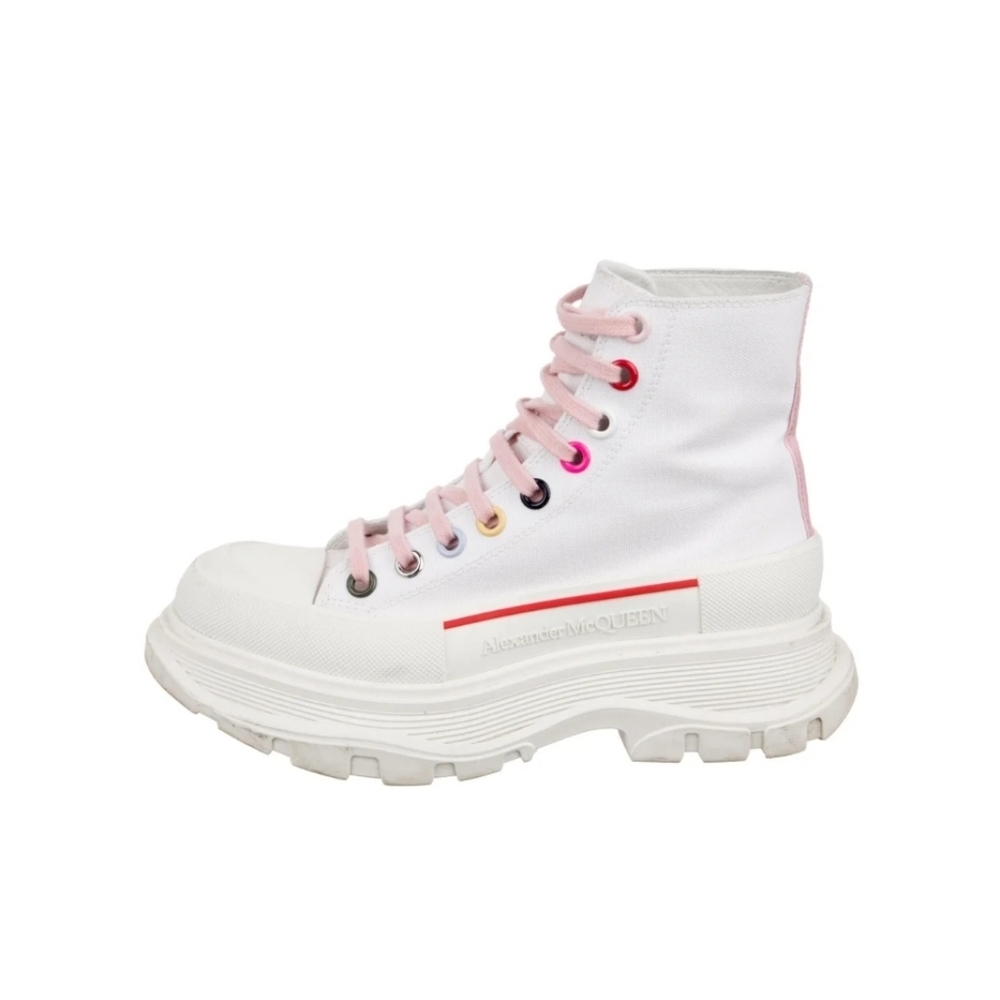 🩵 ALEXANDER MCQUEEN 💙 Canvas Sneaker High Tops Pink and White